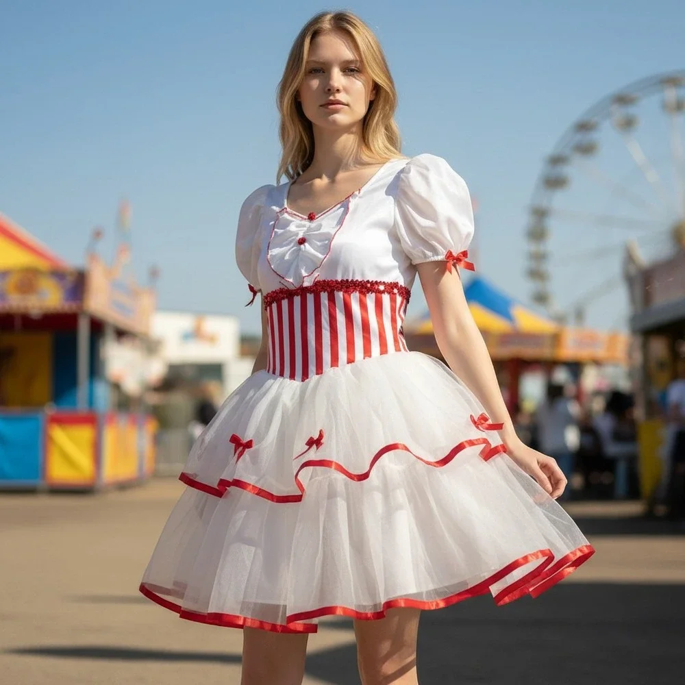 A Wish Come True Jolly Holiday Mary Poppins Dance Costume Red White Girls 12-14
